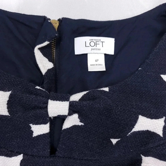 Loft Shift Dress Women's Size 6P Sleeveless Blue & White w/Pockets - Picture 8 of 13